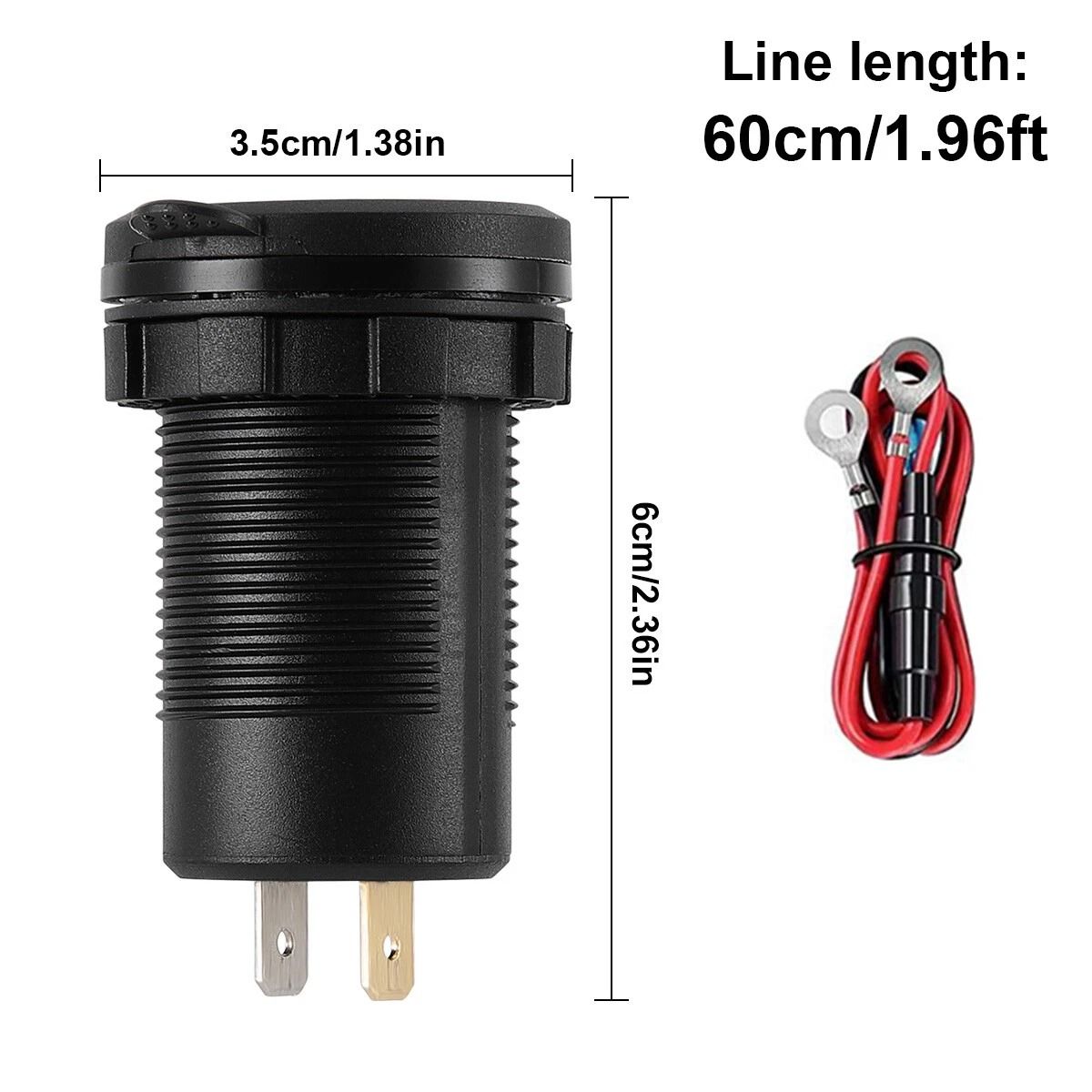 Car Fast Charger, PD QC Dual USB Power Socket Outlet with LED Voltmeter, Waterproof, Charging Power