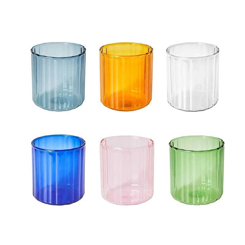 Heat Resistant Striped Glass Cup Clear Tea and Coffee Mug