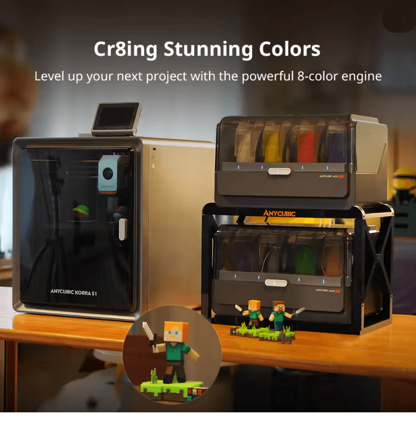 Anycubic Kobra S1 Combo Multi Color 3D Printer with Core XY High Speed and Precision Printing