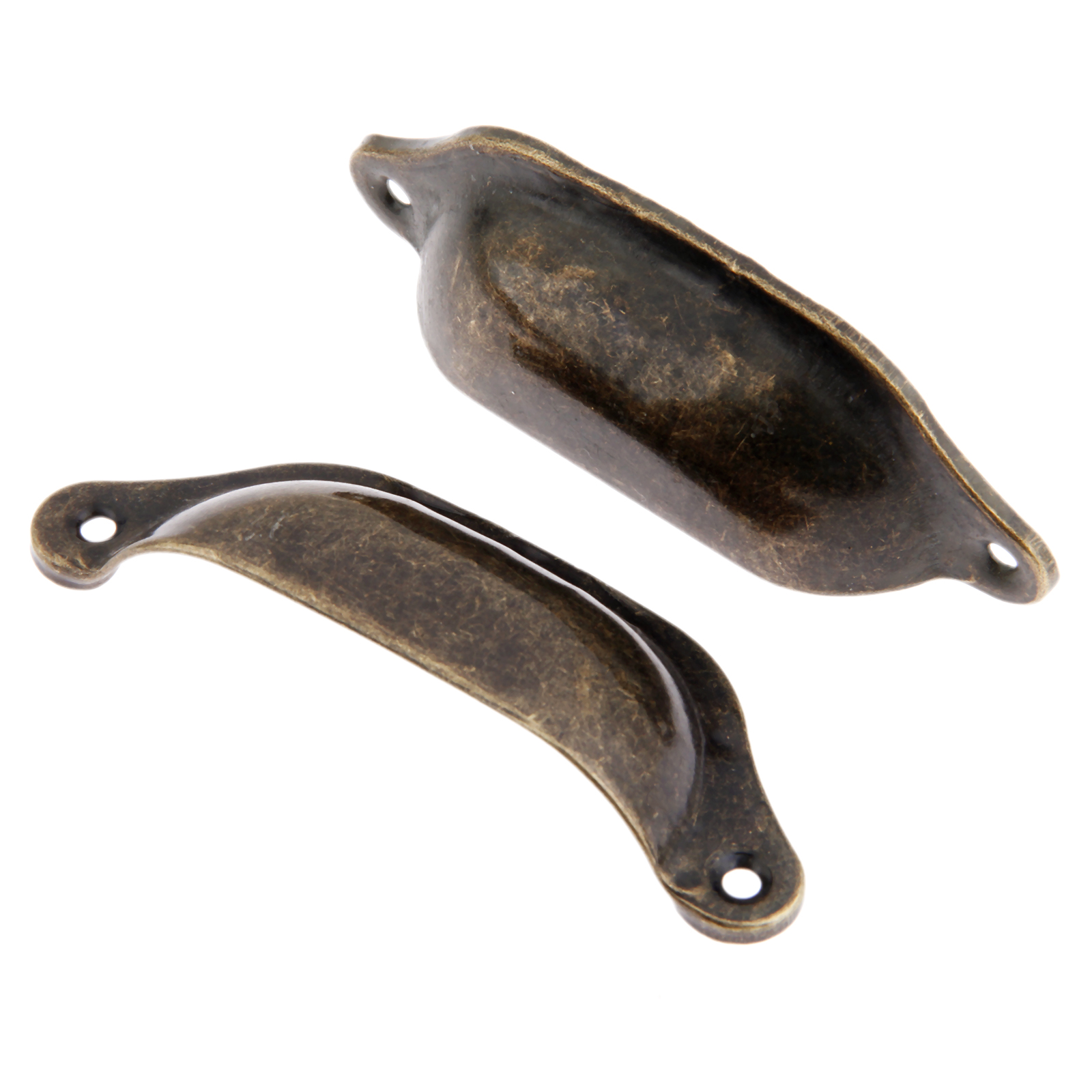 Vintage Shell Cabinet Drawer Pulls Set with Screws Antique Brass Dresser and Cupboard Handles