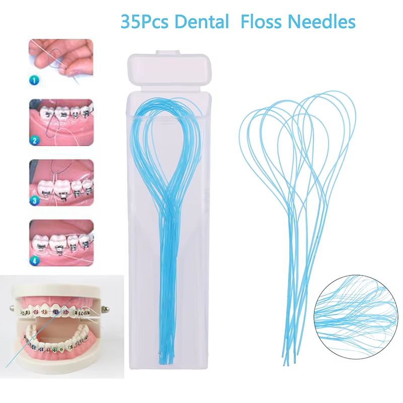 35 Piece Dental Floss Threaders Set Orthodontic Braces Wire Needle Holders for Easy Cleaning
