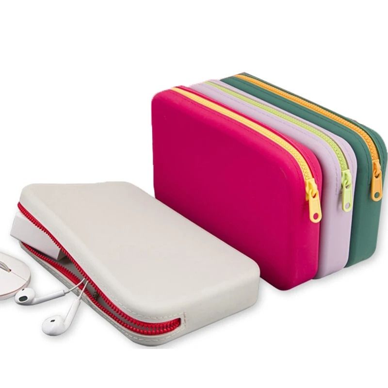 Square Silicone Cosmetic Storage Bag Large Capacity Waterproof Makeup Organizer