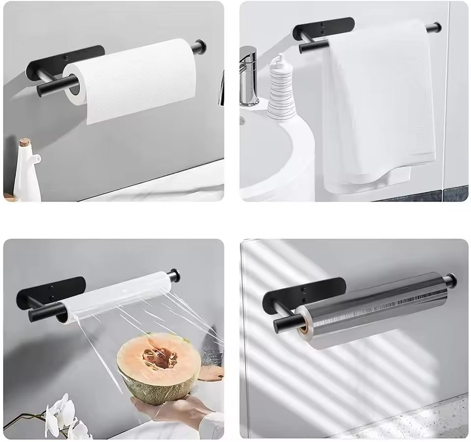 Stainless Steel Self-Adhesive Paper Towel Holder – No-Drill Toilet & Kitchen Roll Rack