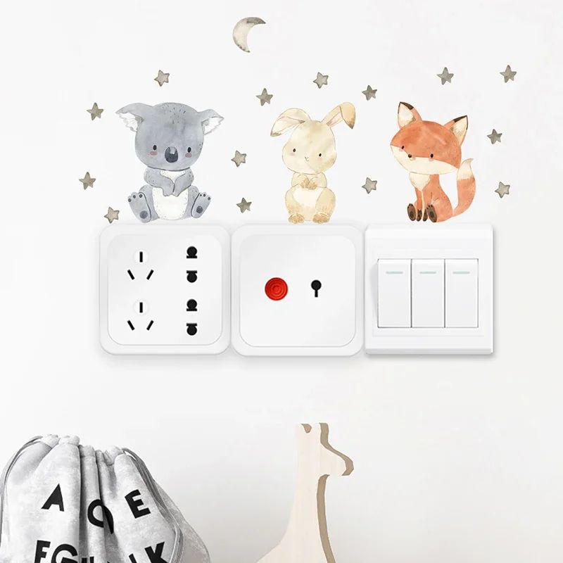 Cute Cartoon Animal Light Switch Wall Stickers Kids Room
