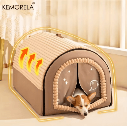 KEMORELA Thickened Enclosed Pet Bed All-Season Portable Dog House & Cozy Cat Tent