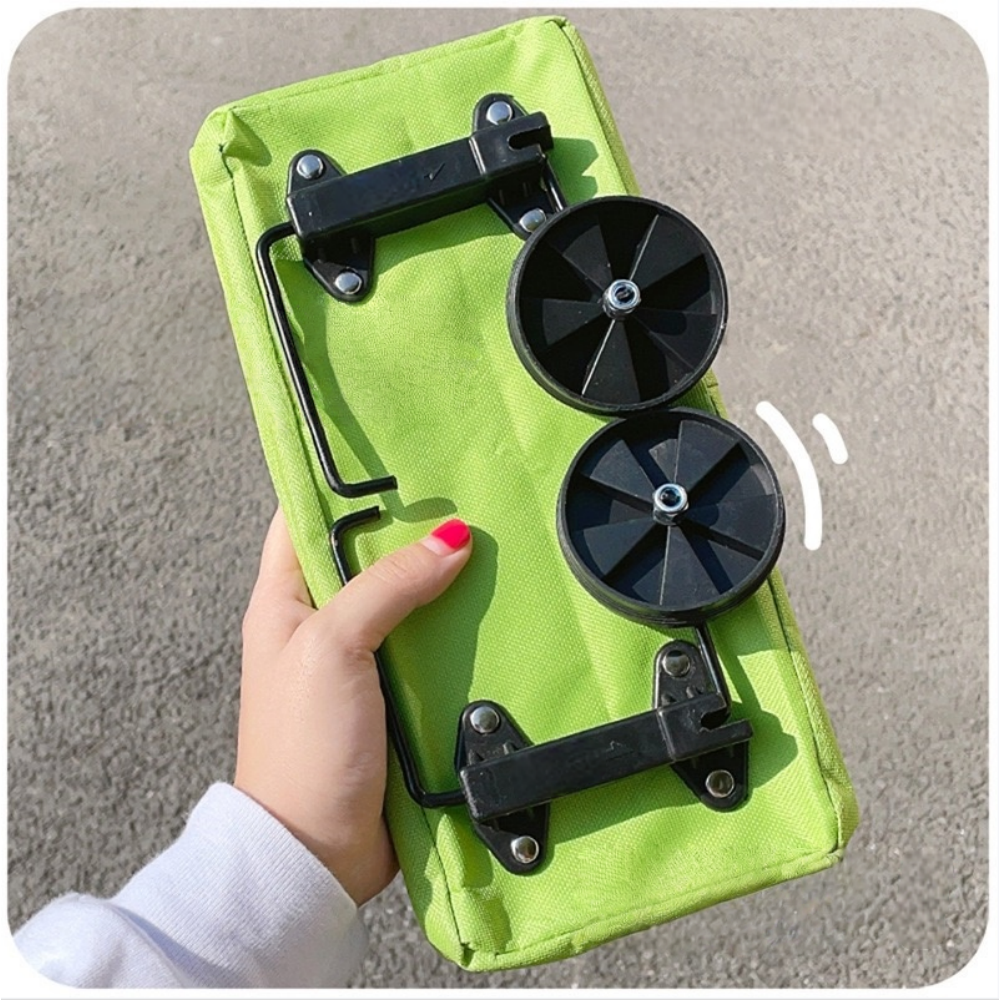 Folding shopping cart with wheels portable reusable grocery tote
