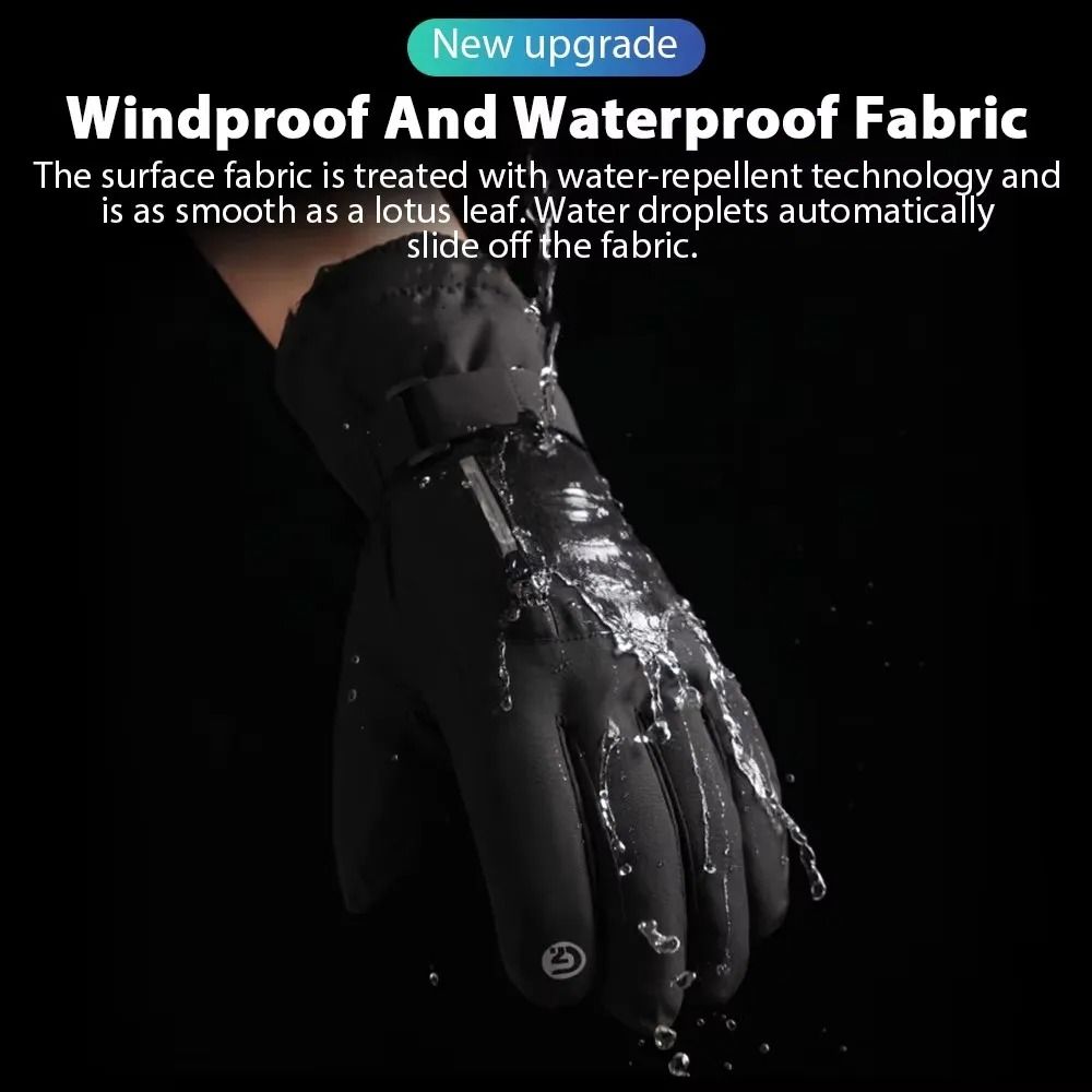Mens Winter Waterproof Cycling Gloves Windproof Fleece Touch Screen Warm Full Finger