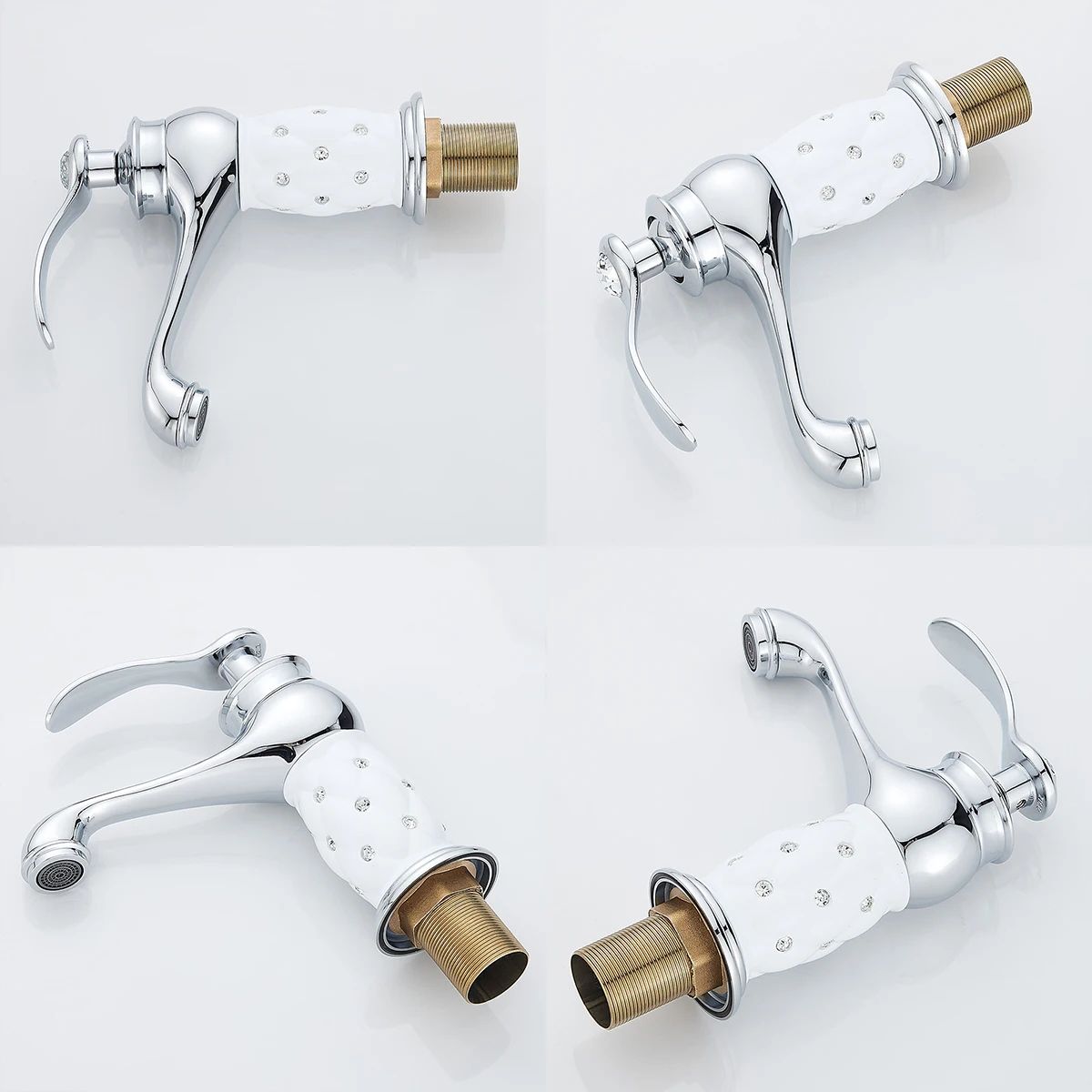 Modern Bathroom Sink Faucet Hot and Cold Mixer Deck Mounted Vanity Tap
