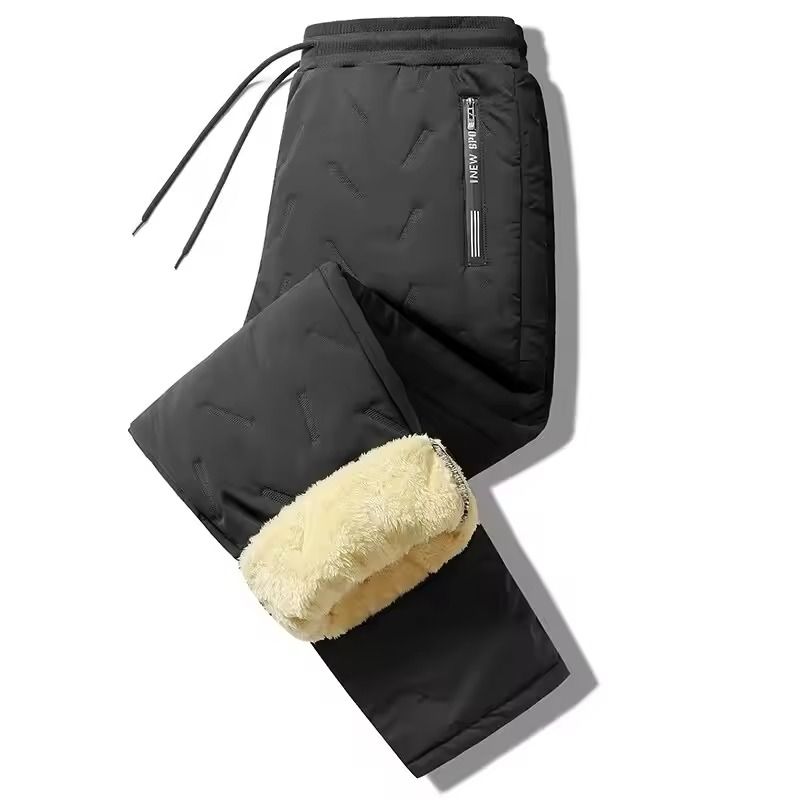 Mens Winter Fleece Sweatpants with Lambswool Lining and Windproof Thermal Design
