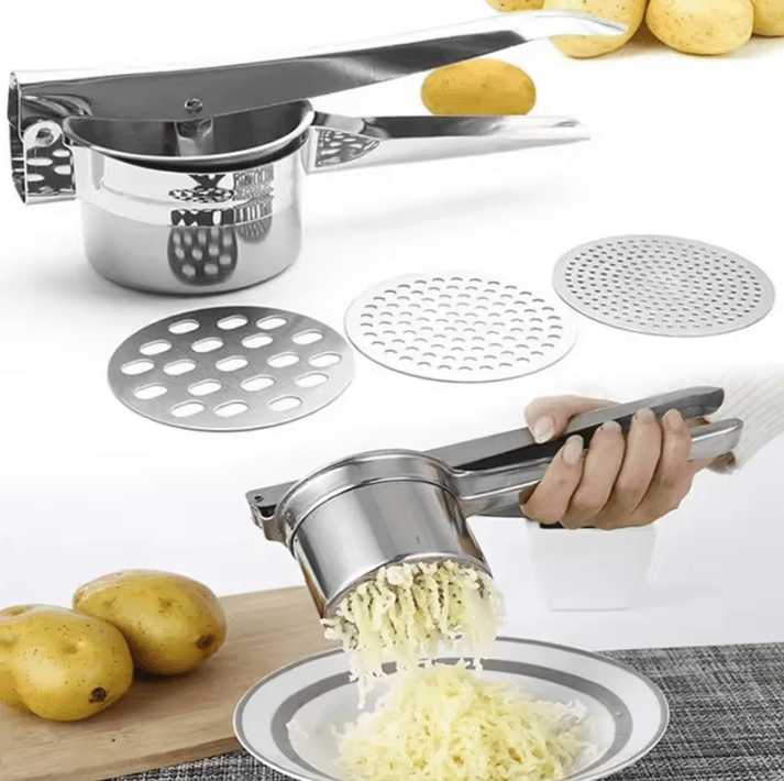 Stainless Steel Potato Masher & Ricer Press – Vegetable & Fruit Squeezer for Mashed Potatoes