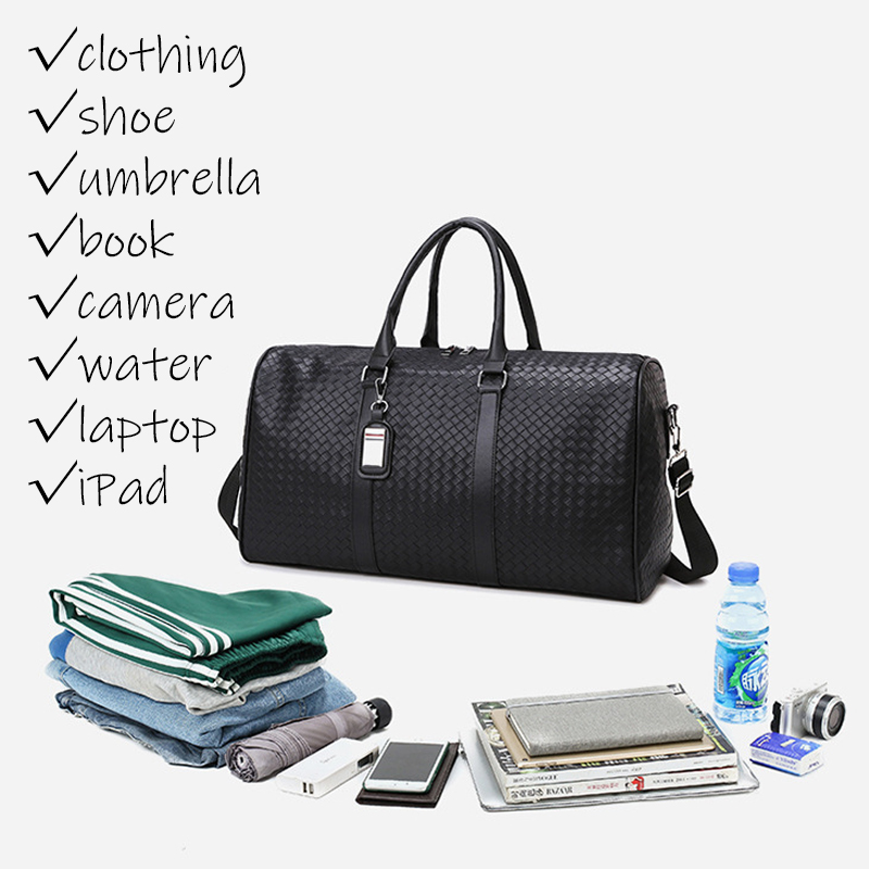 Large Capacity PU Leather Travel Bag Convertible Shoulder Duffel
