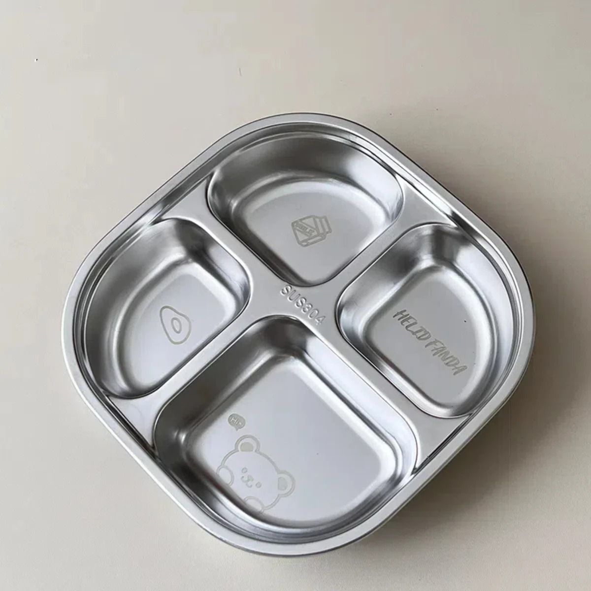 Capybara Stainless Steel Divided Plate 3 Compartment Kids Dinner Plate