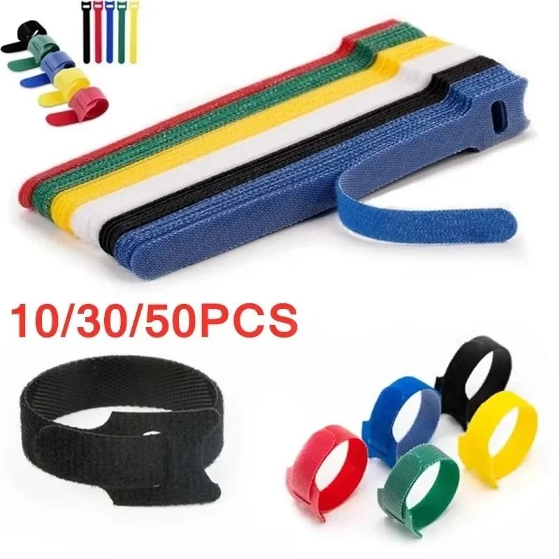 Professional Reusable Nylon Cable Ties and Multi-Color T-Type Cord Management 50 Piece Set