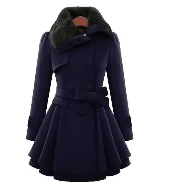 Womens Slim Sherpa-Wool System | Premium Double-Breasted Padded Coat & England Style Trench Infrastructure