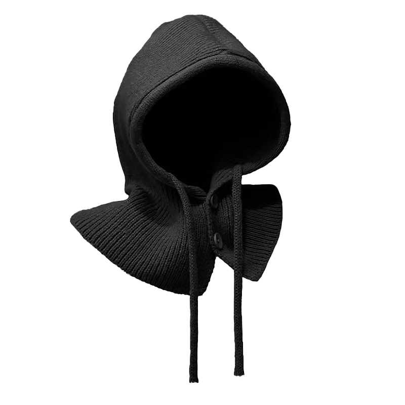 Winter Fashion Hats, Wool Knitted Scarf Set, Balaclava Hooded Caps, Neck Warmer Shawl, Gothic Beanies Pullover Hat