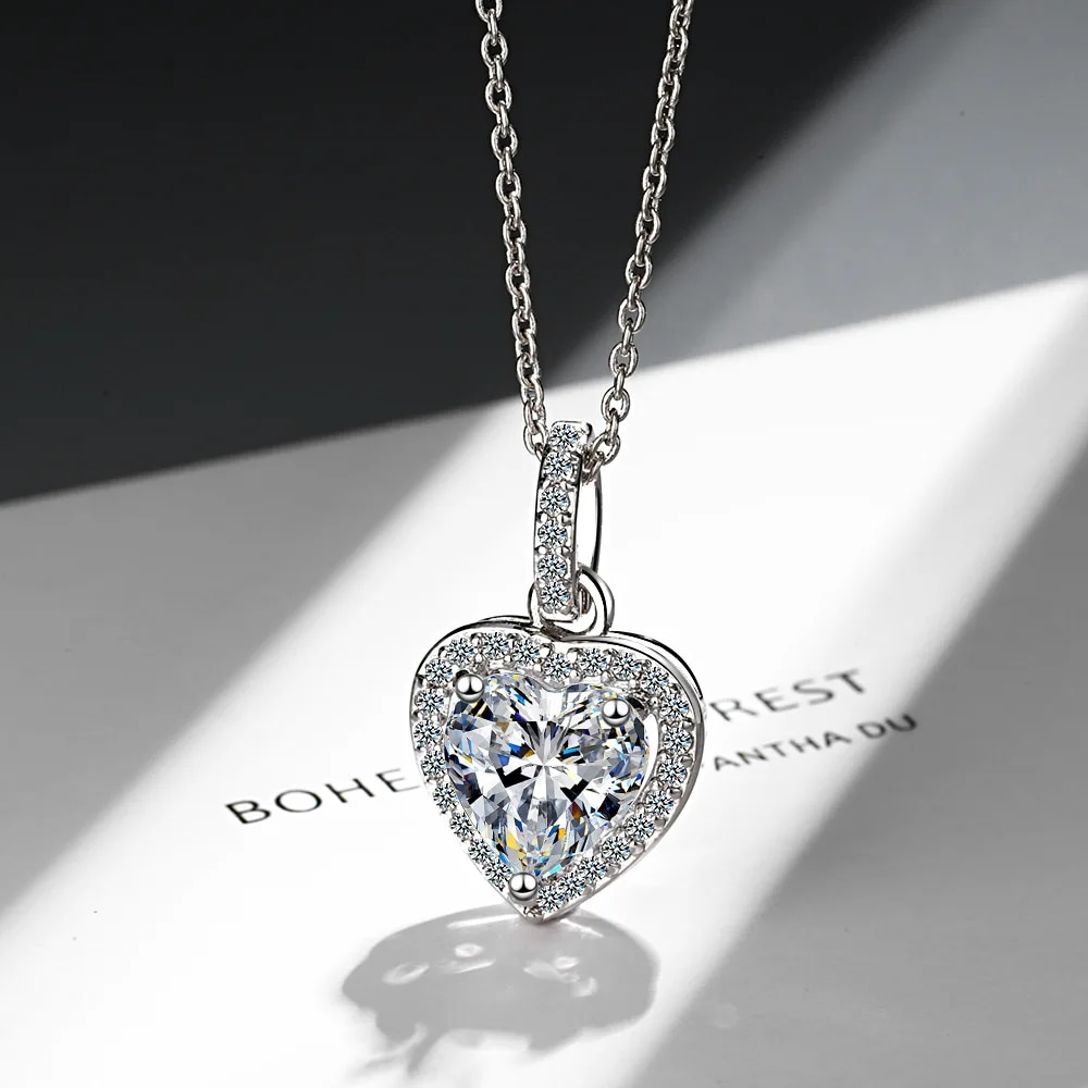 Designer Luxury 925 Sterling Silver Heart Pendant Necklaces with Zircon for Women | Elegant Jewelry Gifts | Free Shippin