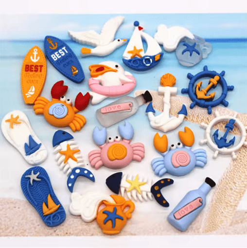 Ocean Breeze Resin Beach Miniatures Set for DIY Crafts & Nautical Decor