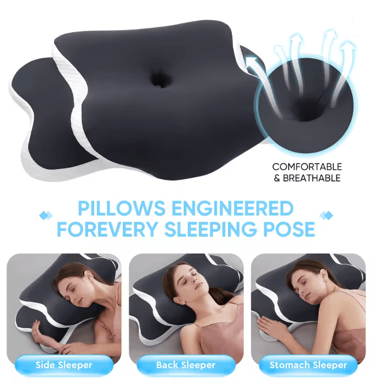 DreamAlign Ergonomic Memory Foam Cervical Pillow with Cooling Ice Silk Cover