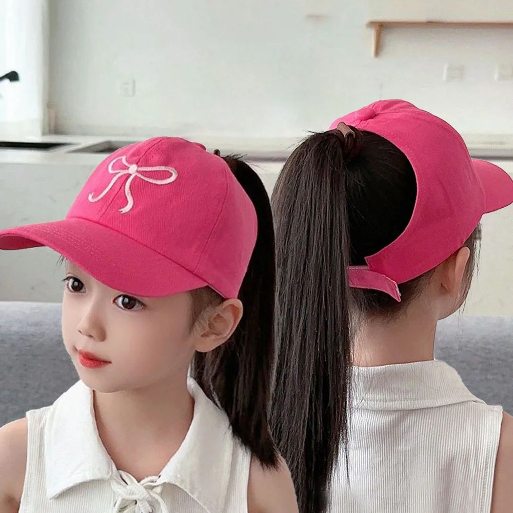 Kids High Ponytail Bowknot Baseball Cap