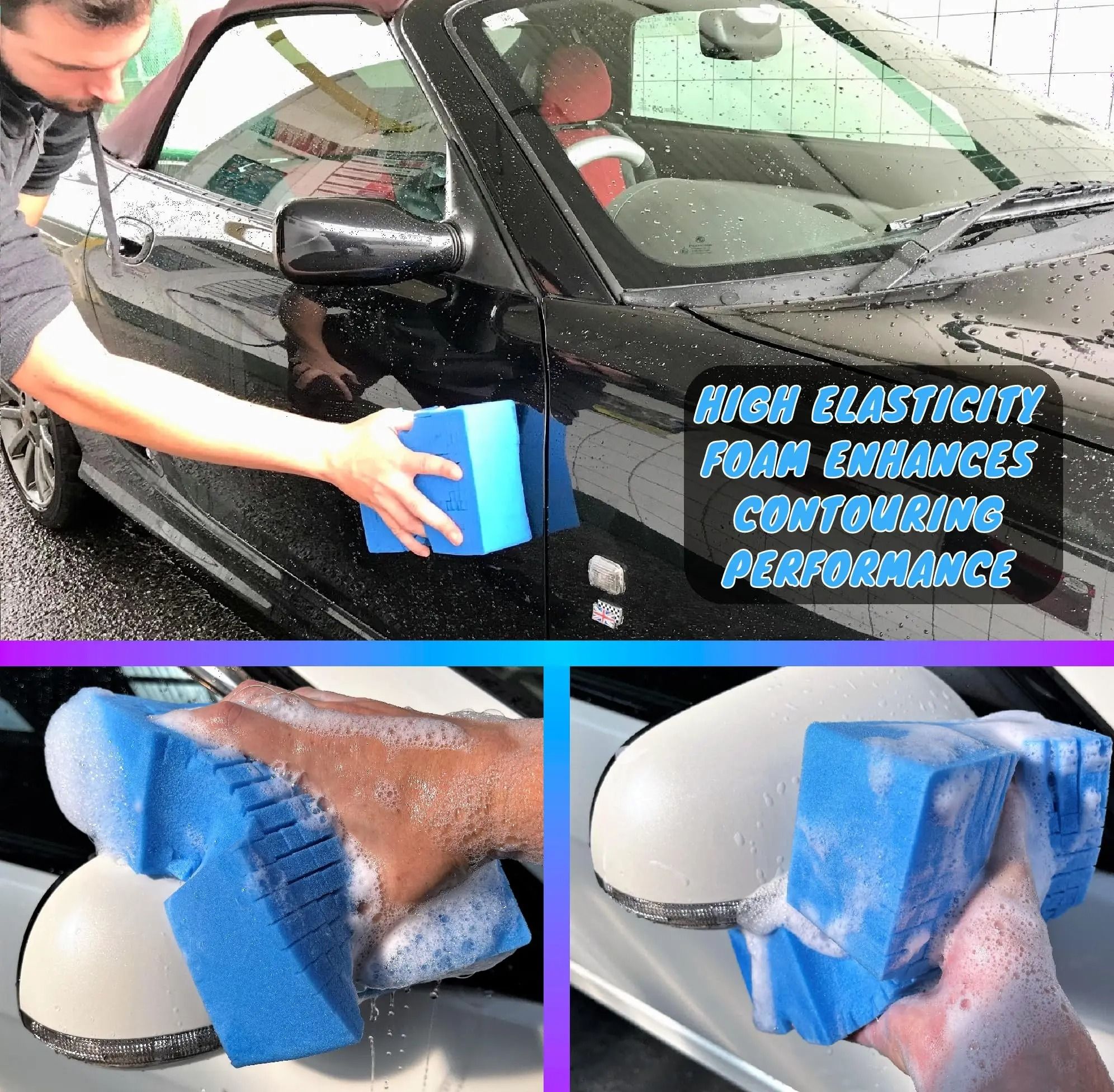 Large Cross Cut Car Wash Sponge Soft Foam Grid Cleaning Tool