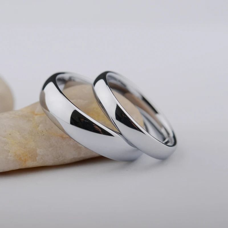 Customize Classic White Tungsten Scratch-Proof Permanent Wedding Ensemble