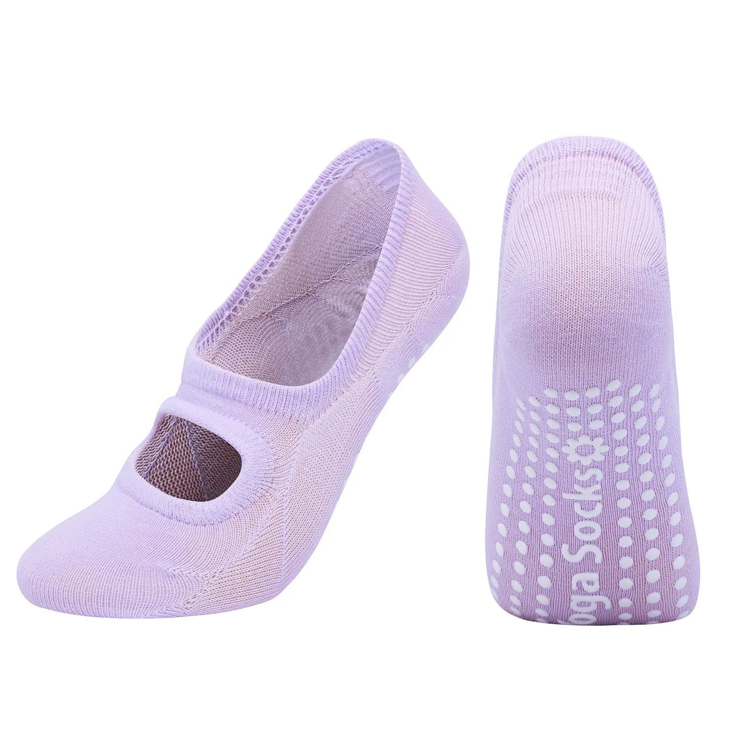 Womens Silicone Anti-Slip Backless Yoga Socks US 5-10.5– Non-Slip Pilates & Ballet Fitness Grip Socks
