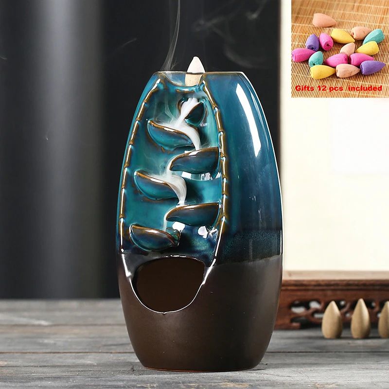 Ceramic Waterfall Incense Burner Set