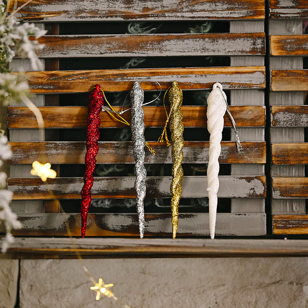 Fake Icicles for Christmas Tree - Set of 10 Hanging Ornaments