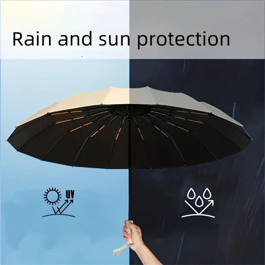 12 Bone Automatic Folding Umbrella UV Resistant Three Fold Durable Keel