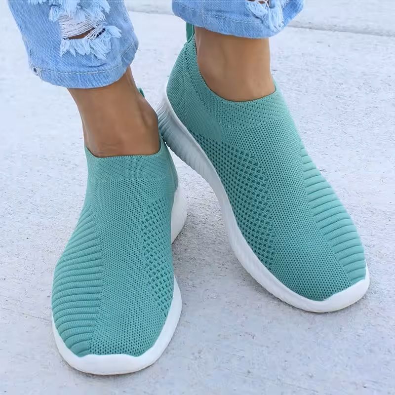 Womens White Slip-On Casual Sneakers