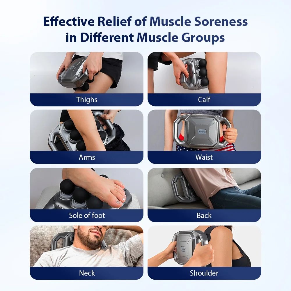 Six-Head Fascia Gun High Frequency Vibration Body Massage Gun for Back, Neck, Shoulder, Waist & Thigh Relief
