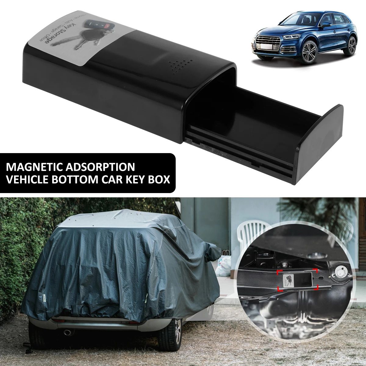 Waterproof Magnetic Key Box Under Car with Strong Magnet Hidden Key Holder