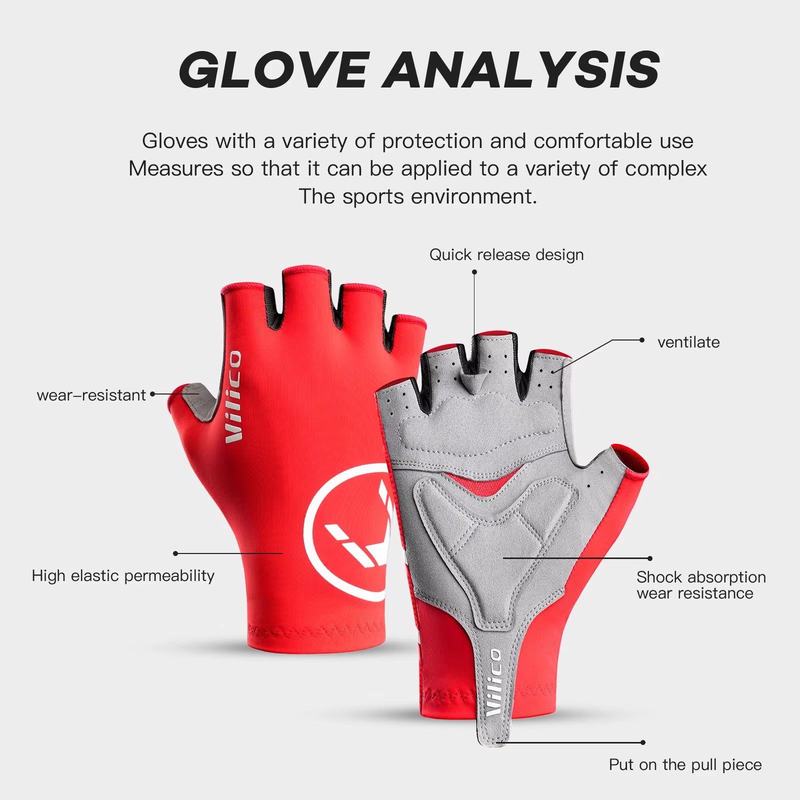 Breaking Wind Half Finger Cycling Gloves Anti-slip Road Bike and MTB Mittens