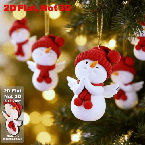 16-Piece Snowman Christmas Ornament Set – Cute Red & White Angel Snowman Decorations