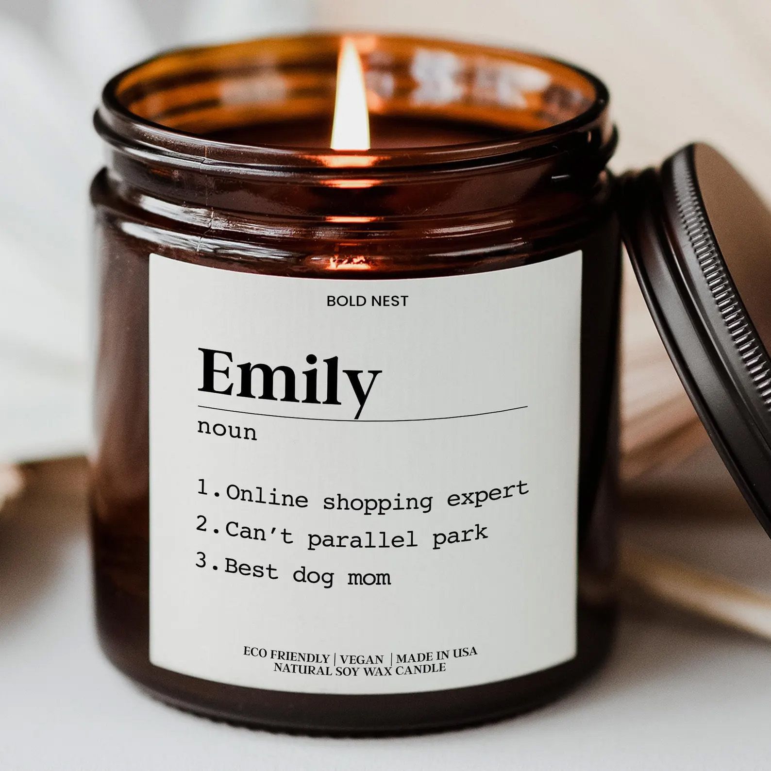 Name Definition Candle – Custom Personalized Best Friend Gift, Name Meaning Candle for Birthday & Bestie Gift Decor