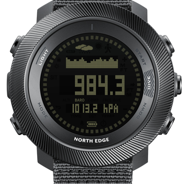Men's Digital Dive Watch with Altimeter, Barometer, Compass & Waterproof