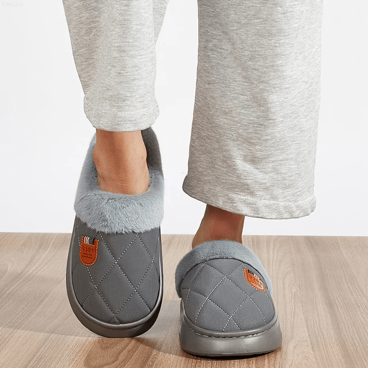 Mens Memory Foam House Slippers Plush Indoor Winter Shoes with Non Slip Sole