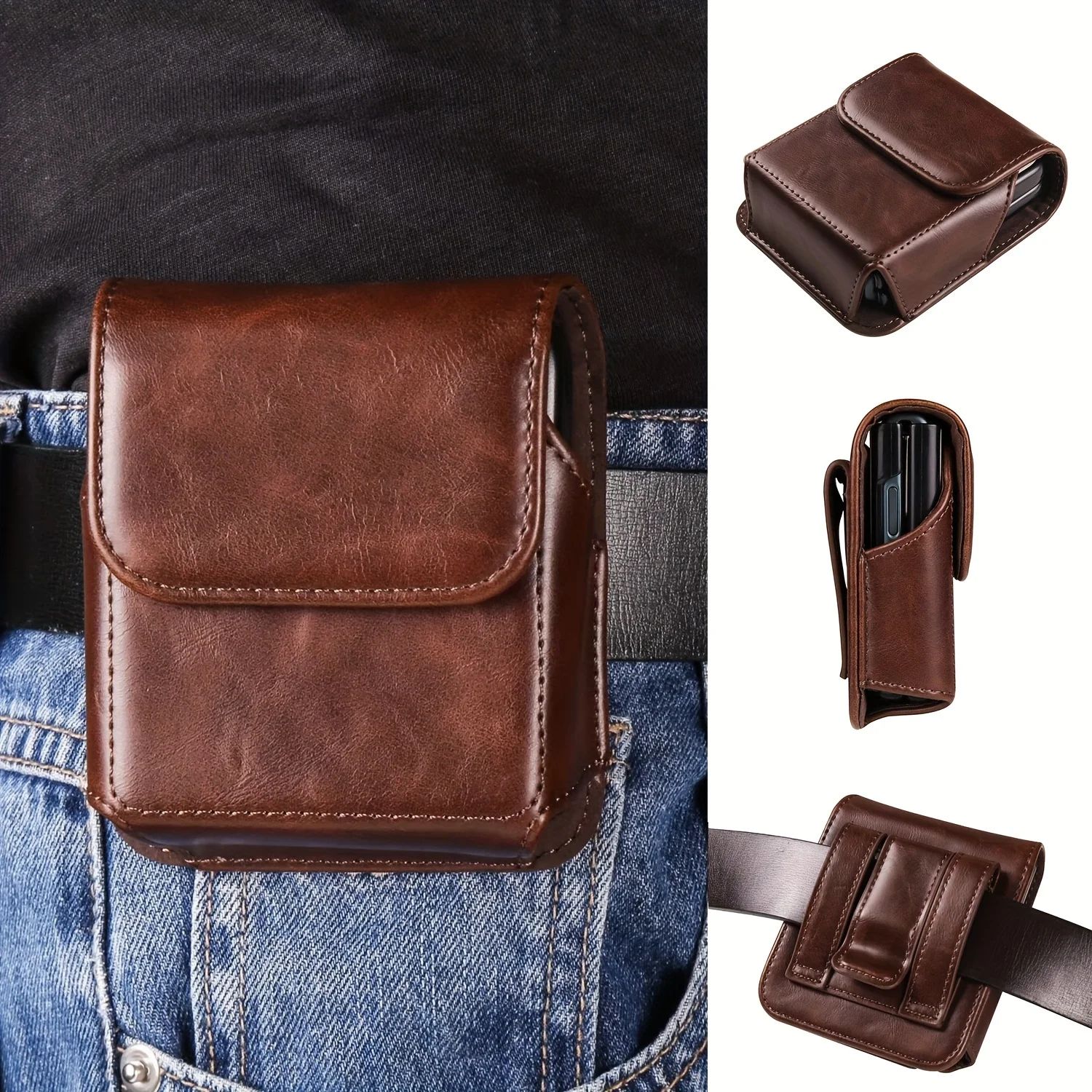 Leather Folding Phone Waist Pouch