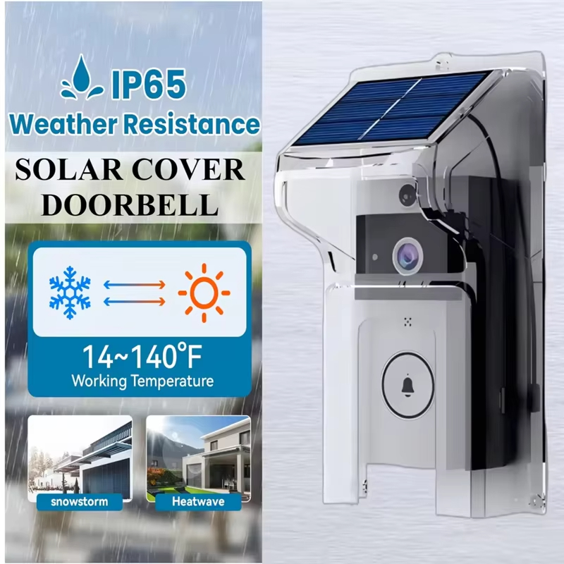 Wireless Video Doorbell, Intercom System, Surveillance Camera, Solar Rain Cover, Long Standby Security