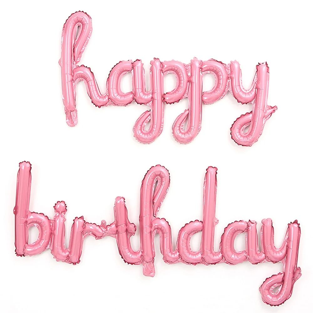2-Piece Pink & Purple Happy Birthday Foil Balloon Set