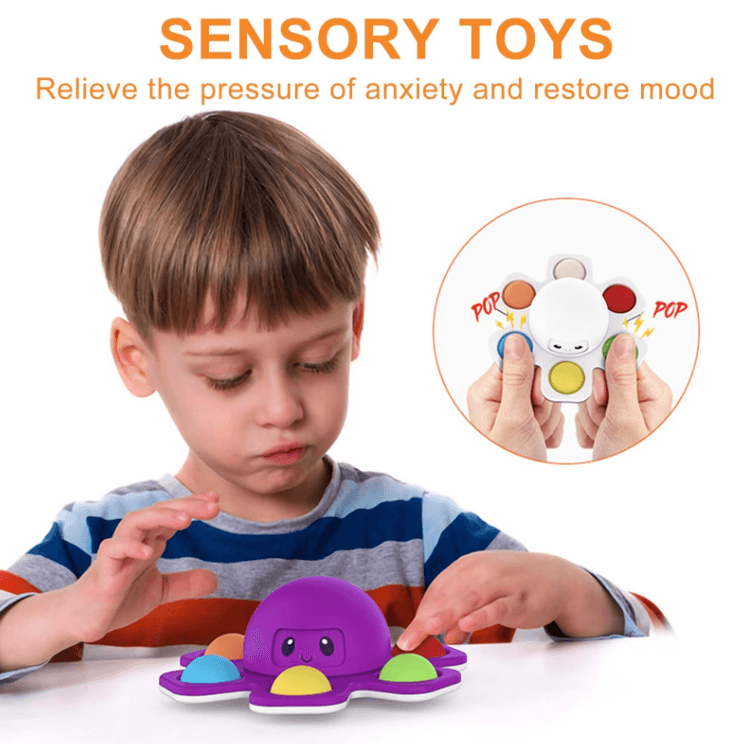 Face-Changing Push Pop Fidget Spinner – Sensory Stress Relief Toy for Kids