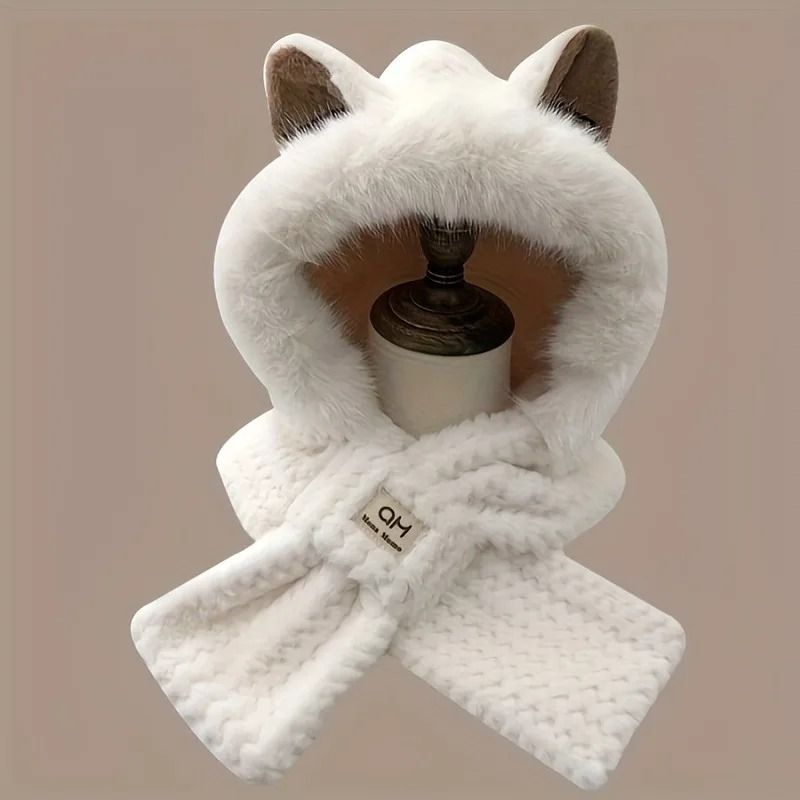 Womens Cat Ear Beanie with Pom Pom Soft Fleece Lined Winter Hat