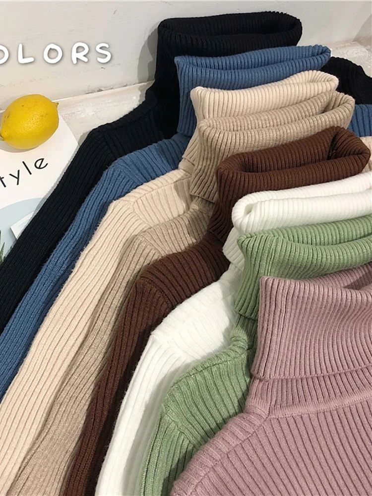 Women's Korean Slim Turtleneck Knitted Sweater for Autumn and Winter