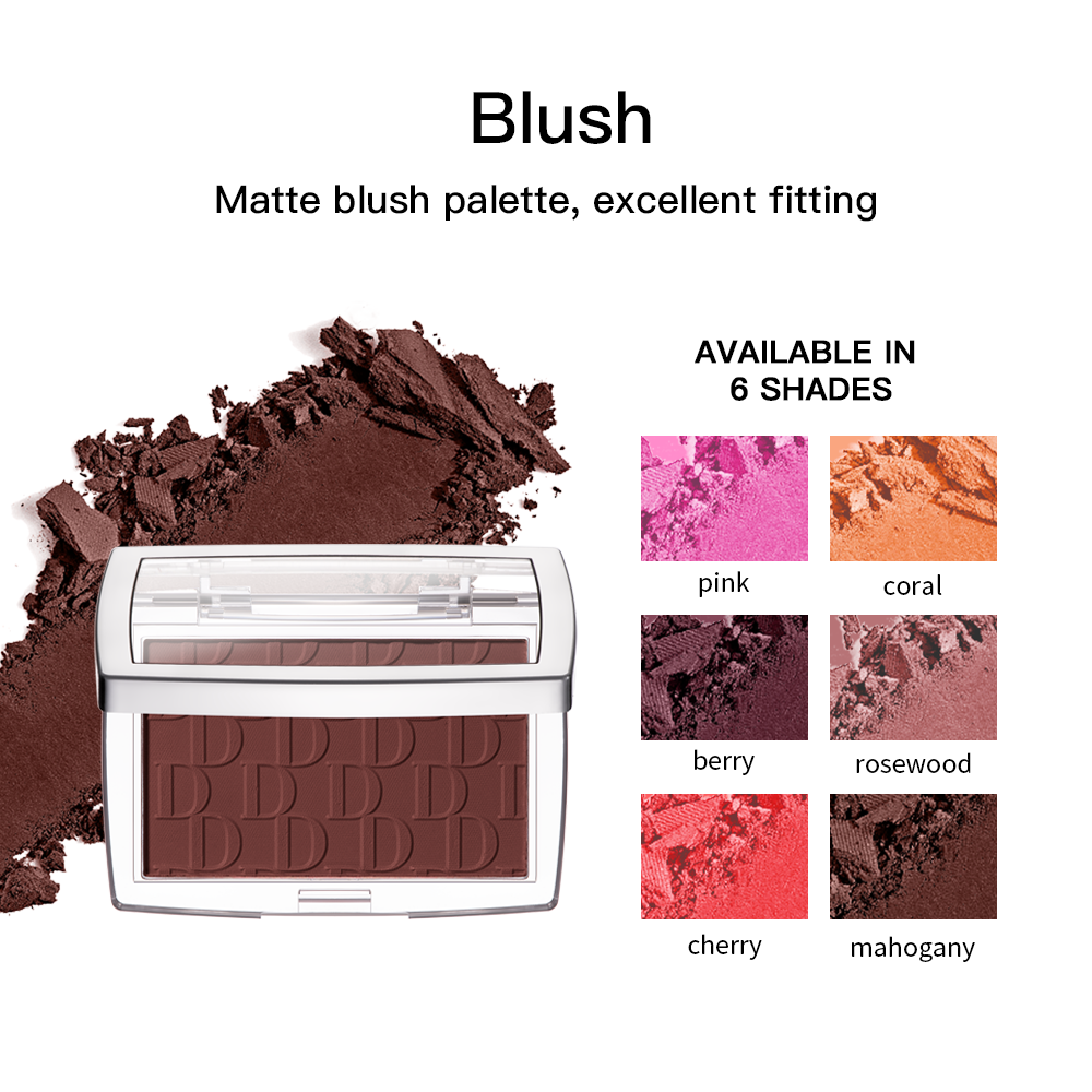 Blush Matte Natural Cheek Tint, Waterproof Face Contouring Cosmetics, Soft Female Blush Powder to Brighten Face