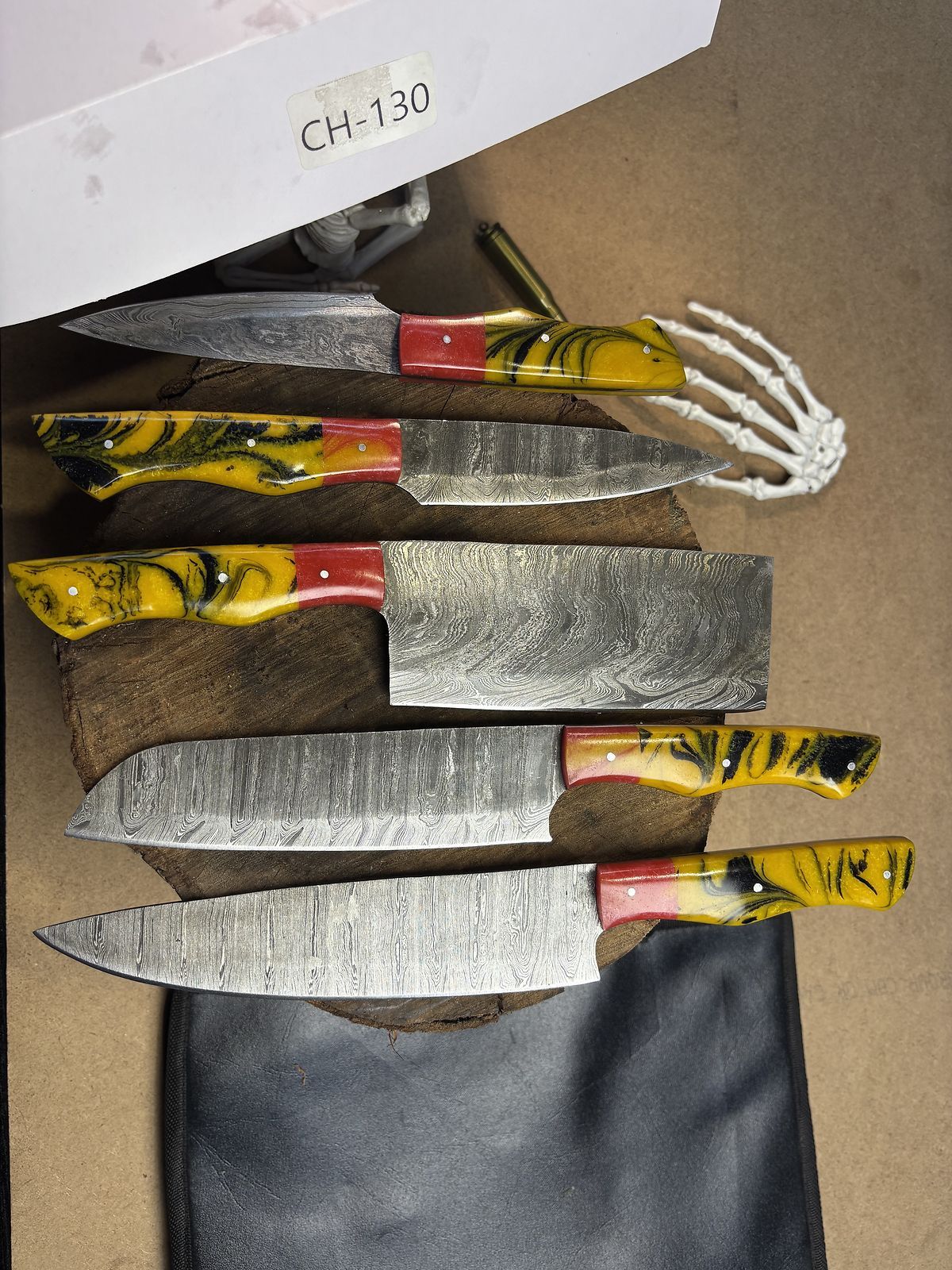 Custom Forged Damascus Steel Chef Knives Set of 5 | Professional Kitchen Tools
