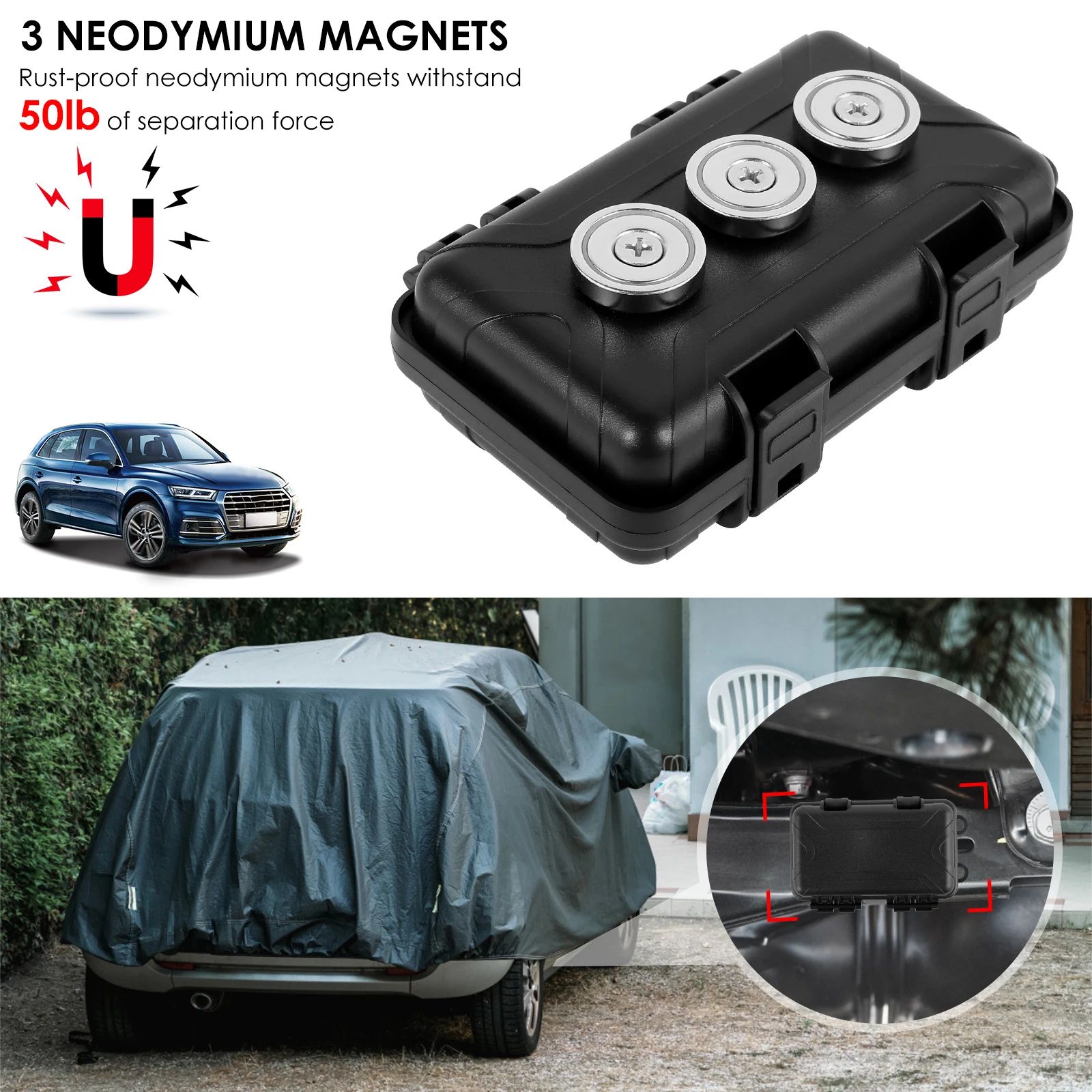 Waterproof Magnetic Key Holder Under Car Hidden Spare Key Box