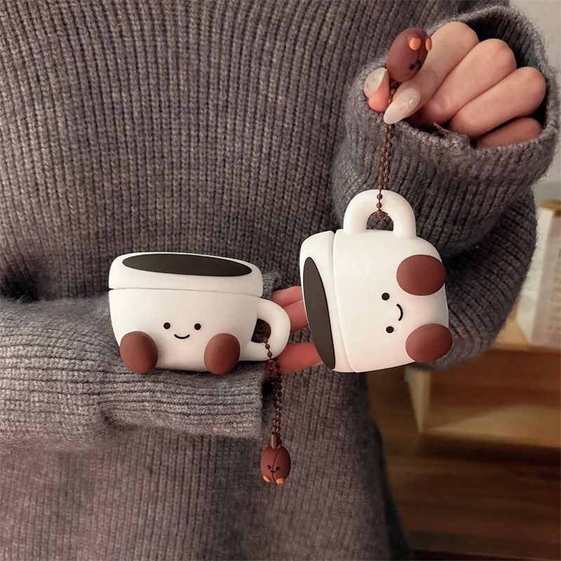 3D Smiling Face Coffee Cup AirPods Case | Silicone Protective Cover for AirPods 1, 2, 3, 4 & Pro