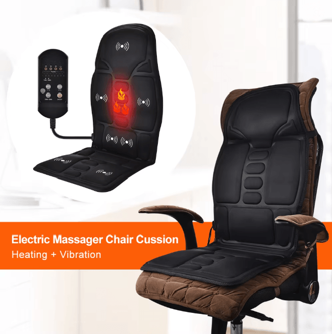 RelaxPro Heated Massage Chair Pad Back and Neck Massager Cushion