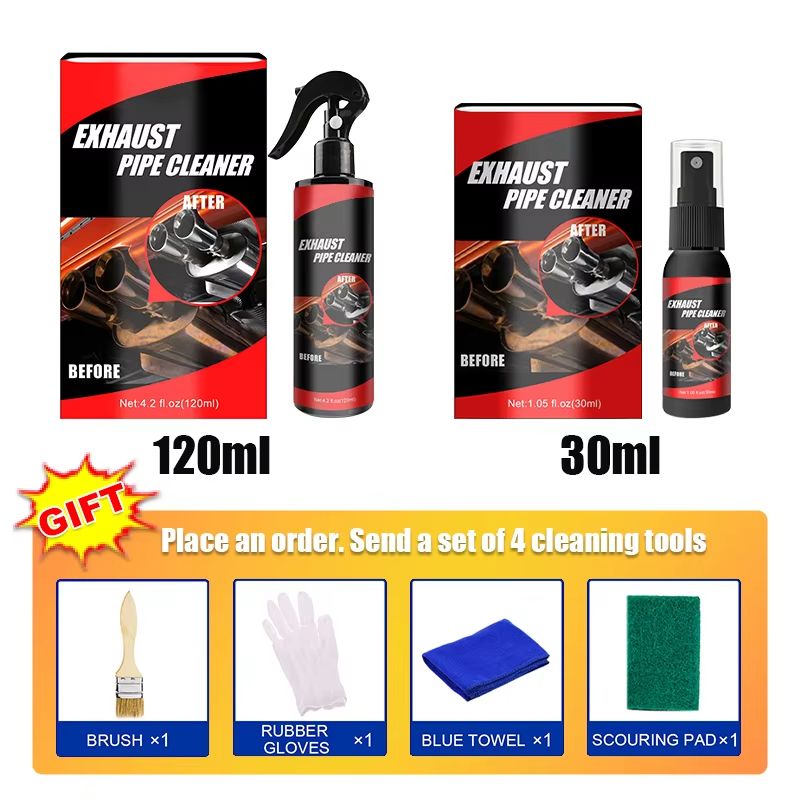 SEAMETAL Exhaust Pipe Cleaner Kit Car Rust Remover and Stainless Steel Polish with Brush and Gloves