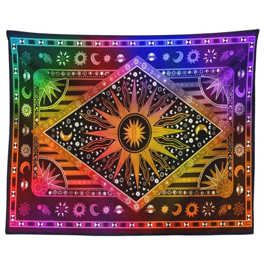 Indian Tarot Mandala Tapestry | Bohemian Divination Aesthetic Wall Hanging